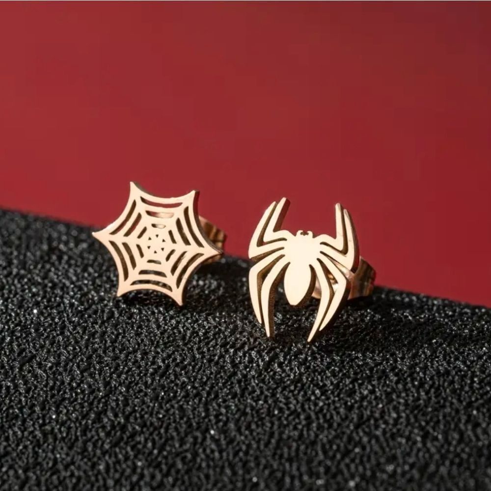 Rose Gold Spiderman Stainless Steel Stud Earrings